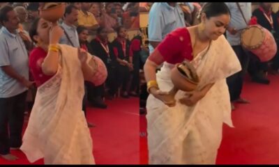 मुंबई दुर्गा पूजा में Sumona Chakraborty का धुनुची डांस वायरल, चिंगारी से मची अफरा-तफरी देख भक्त भी चौंके