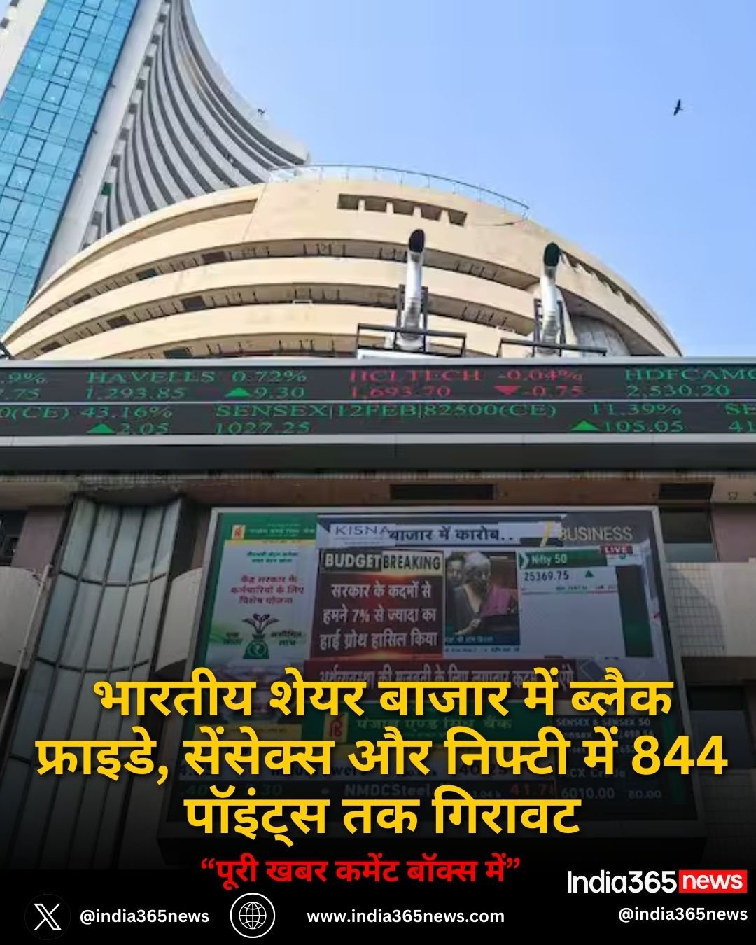 Share Market Today: भारतीय शेयर बाजार में ब्लैक फ्राइडे, सेंसेक्स और निफ्टी में 844 पॉइंट्स तक गिरावट