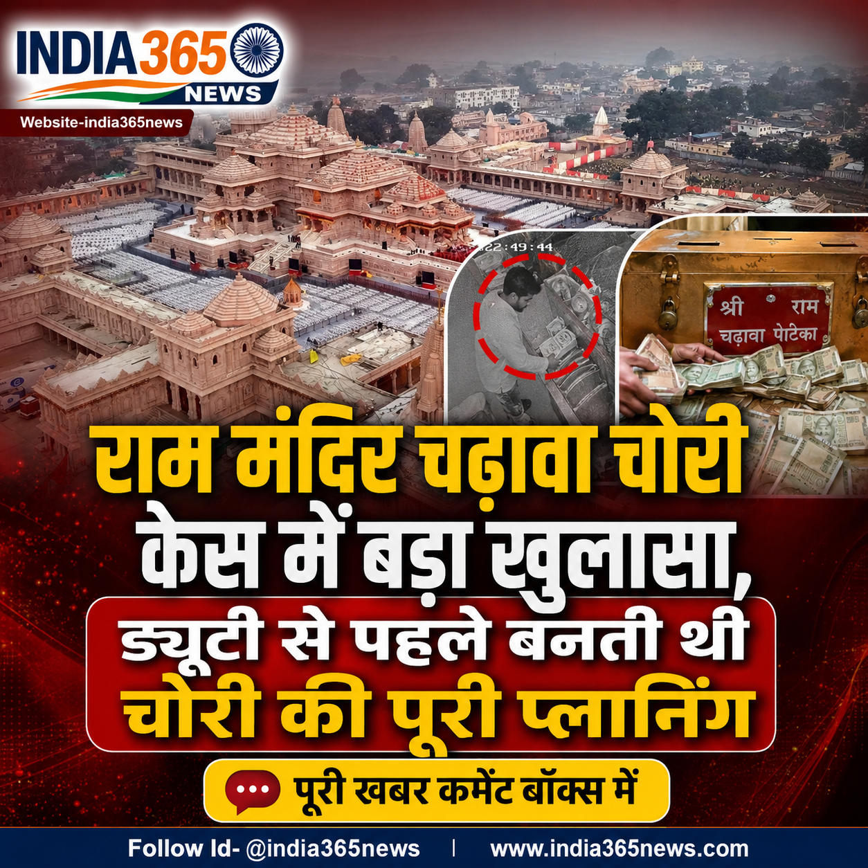 राम मंदिर चढ़ावा चोरी केस में बड़ा खुलासा, ड्यूटी से पहले बनती थी चोरी की पूरी प्लानिंग