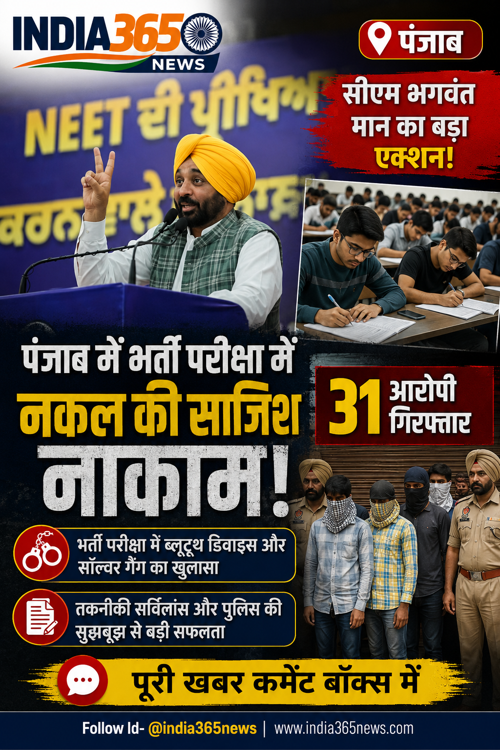 पंजाब में भर्ती परीक्षा में नकल की साजिश नाकाम, 31 आरोपी गिरफ्तार: सीएम भगवंत मान