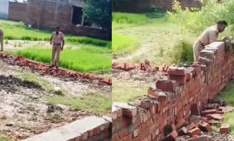 बरेली में दरोगा का वीडियो वायरल, निर्माणाधीन दीवार गिराते दिखे; पुलिस पर उठे सवाल