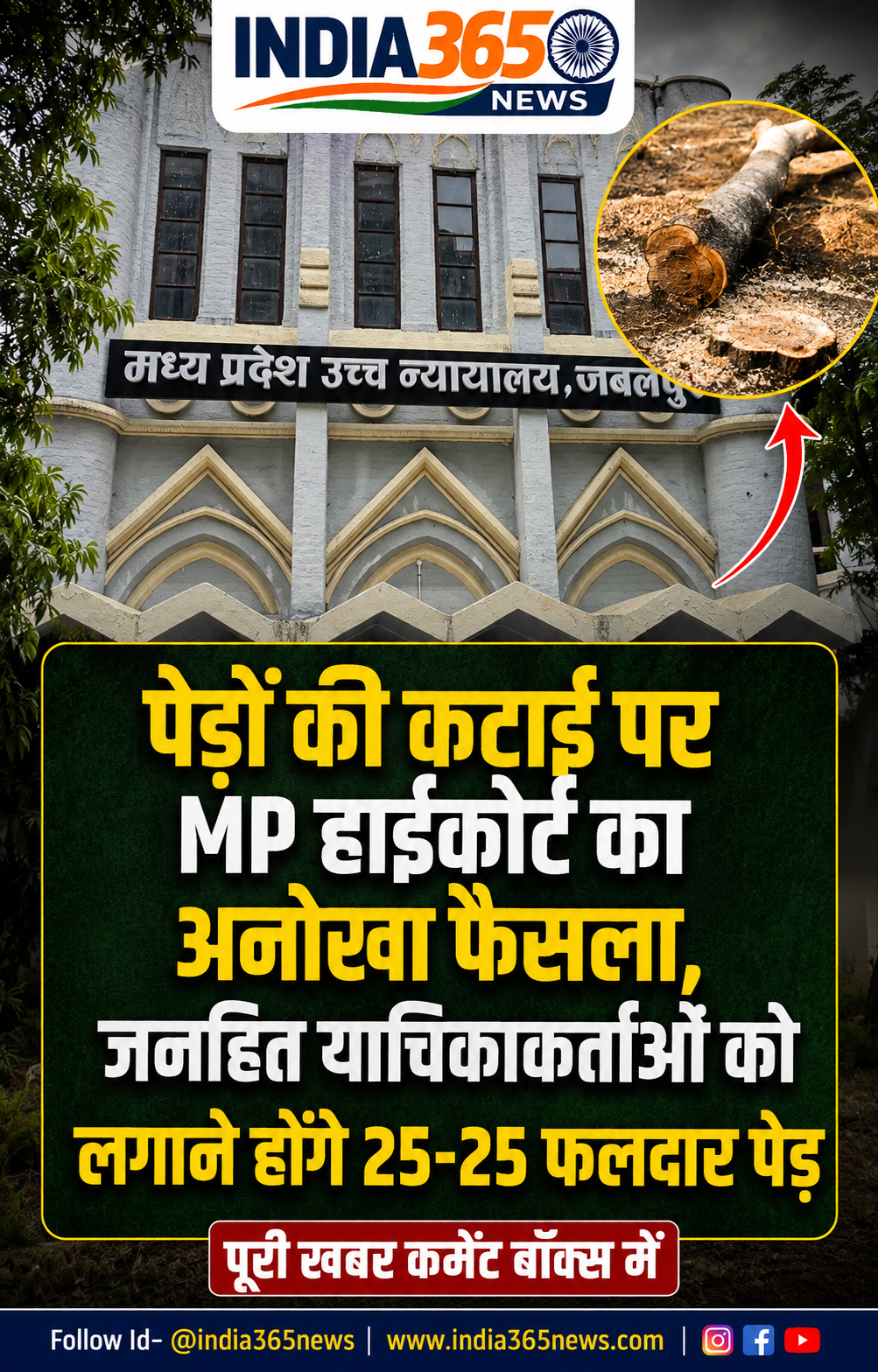 पेड़ों की कटाई पर MP हाईकोर्ट का अनोखा फैसला, जनहित याचिकाकर्ताओं को लगाने होंगे 25-25 फलदार पेड़